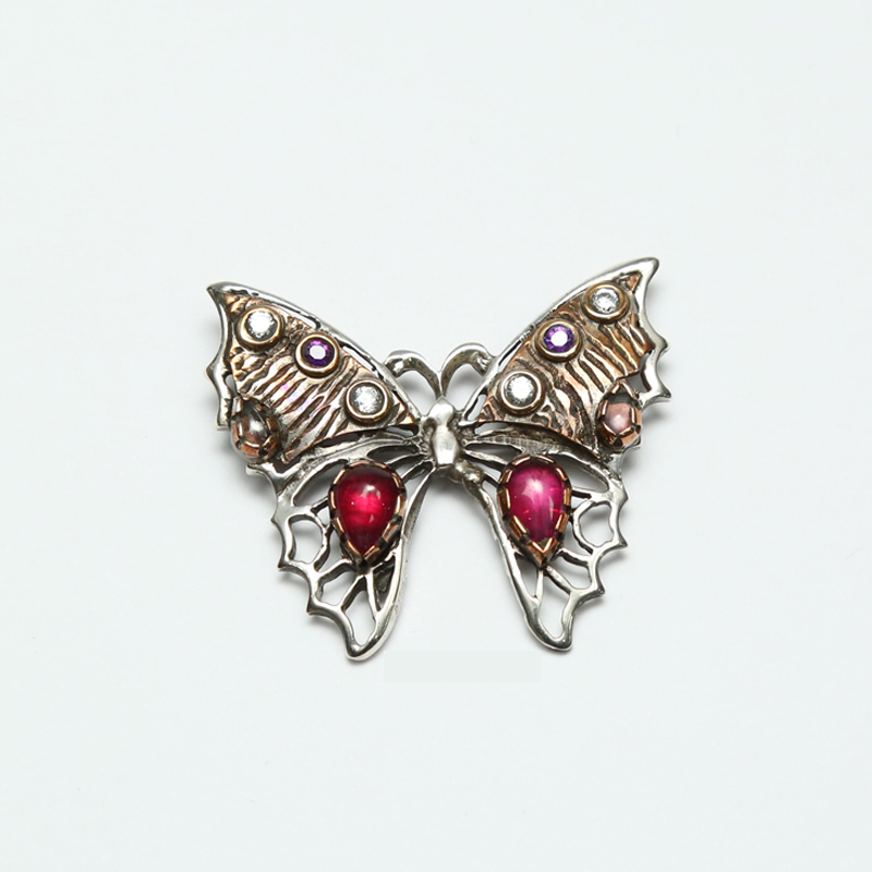 Kelebek Model Tasarım Gümüş Broş