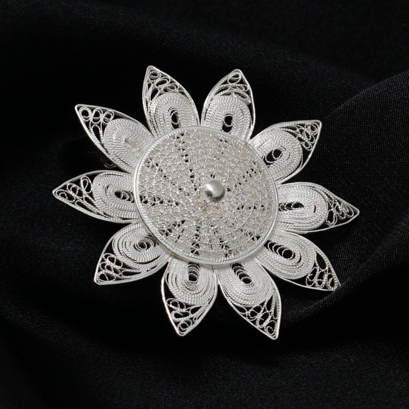 Ayçiçeği Tasarım Telkari Gümüş Broş