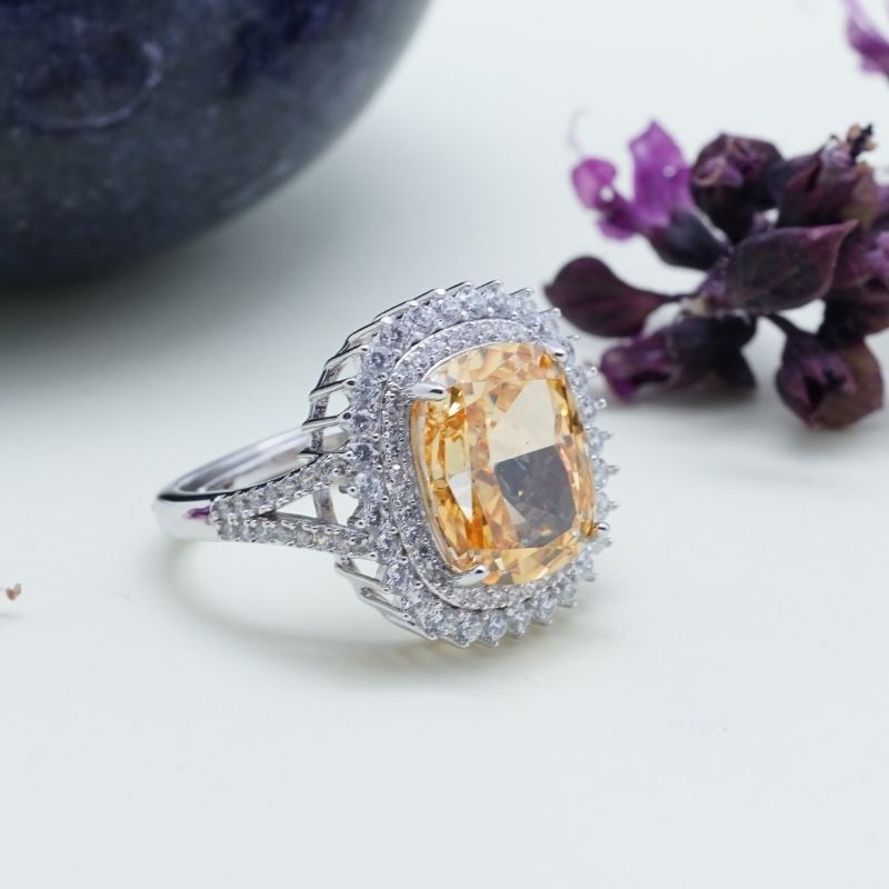 Sitrin Taşlı Gümüş Yüzük