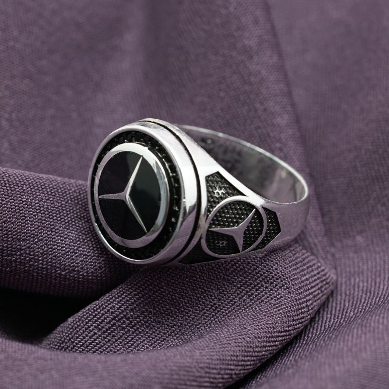 Gümüş Mercedes Amblemli Yüzük