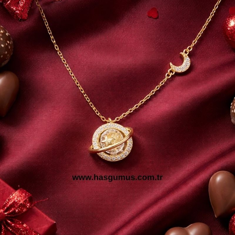 Gümüş Gezegen Kolye