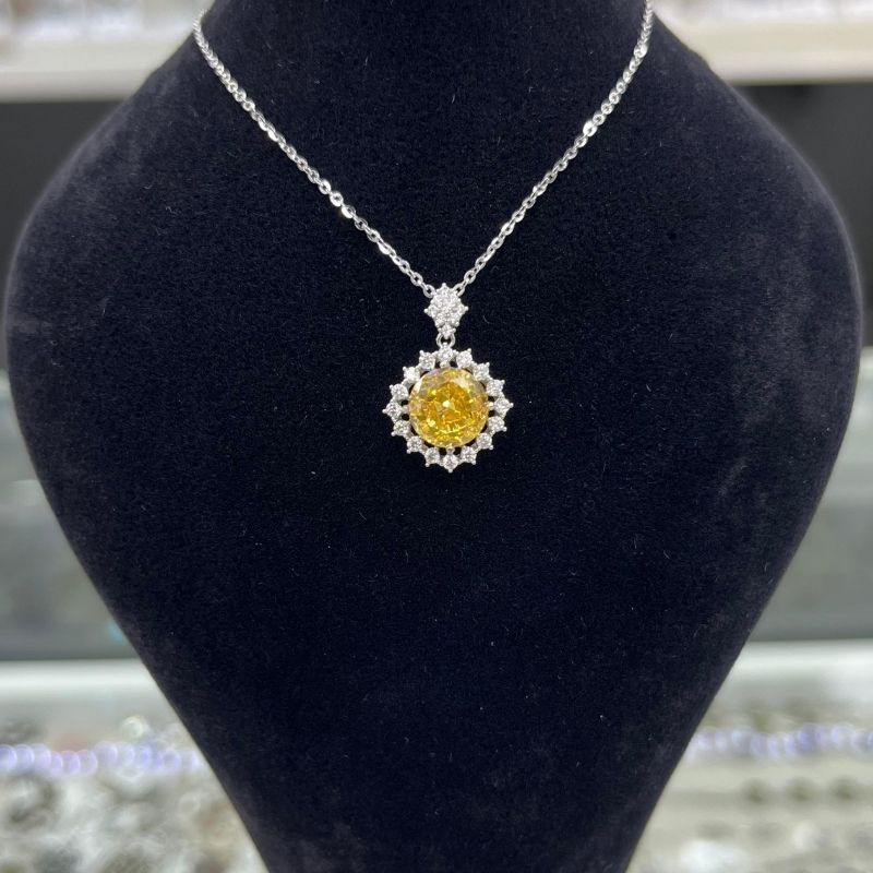 Sitrin Taşlı Gümüş Kolye