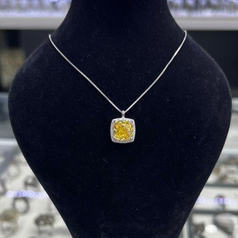 Sitrin Taşlı Gümüş Kolye