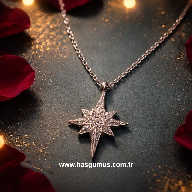 Gümüş Kutup Yıldızı Kolye