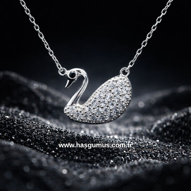 Gümüş Kuğu Kolye