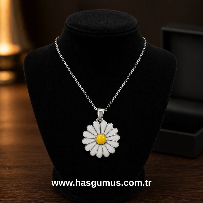 Gümüş Papatya Kolye