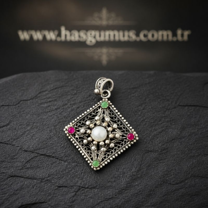 TELKARİ GÜMÜŞ KOLYE UCU